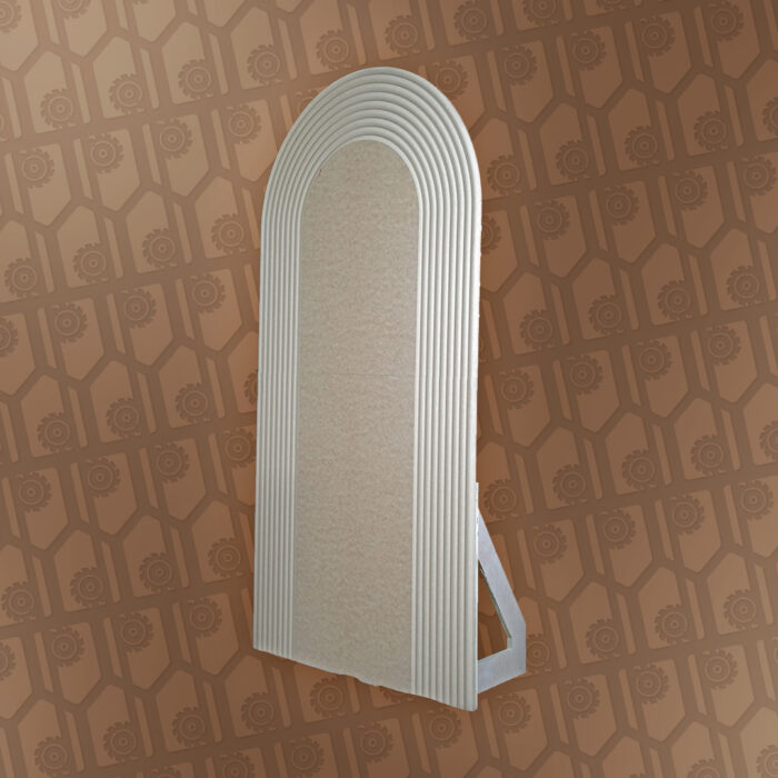 side view of oval half rippled backdrop