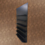 champagne bar with fluted shelves for champagne glass, view from left