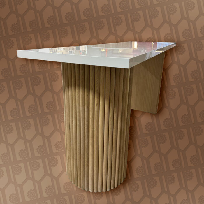 white oak high gloss table from angle view